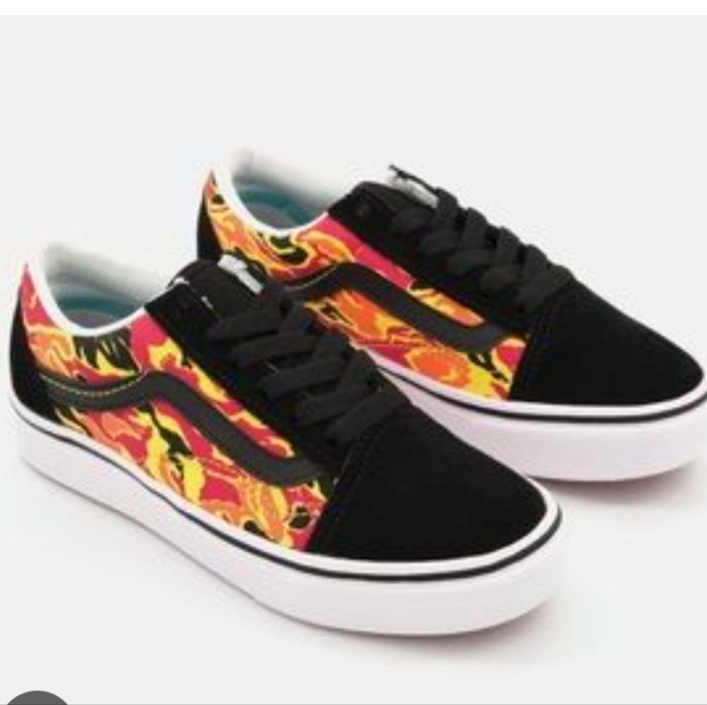 🆕Vans Old Skool ComfyCush Suede & Canvas Flame Camo Print Size Youth 7 Womens 9